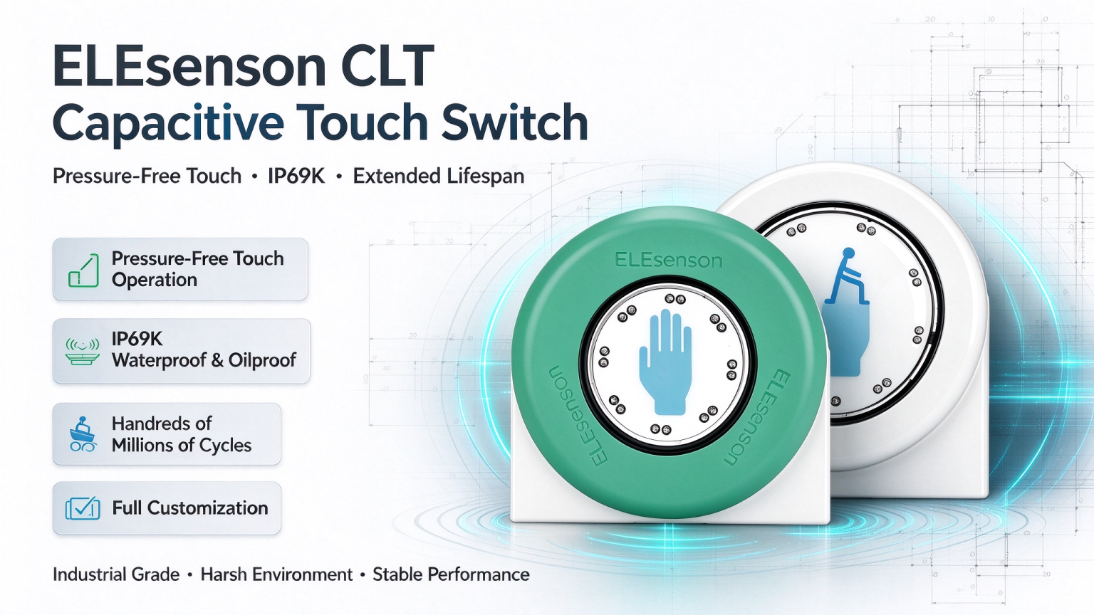 Industrial Capacitive Touch Switch | IP69K Waterproof & Dustproof, High Durability