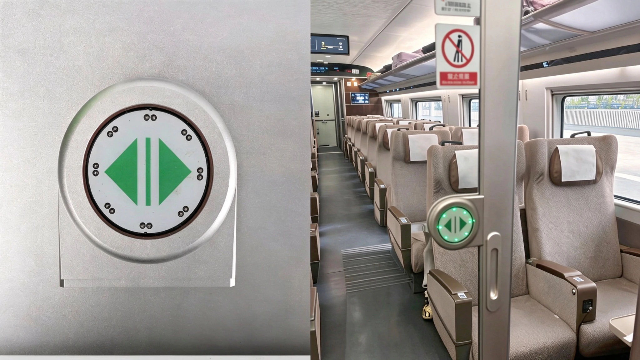 ELEsenson circular touch switch installed inside high-speed train cabin, passenger compartment door touch actuator