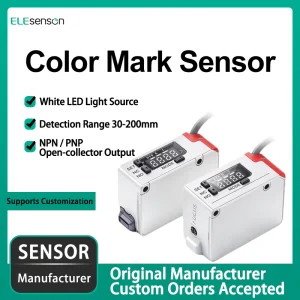color mark sensor white tricolor LED digital display NPN PNP 12‑24VDC CE certified