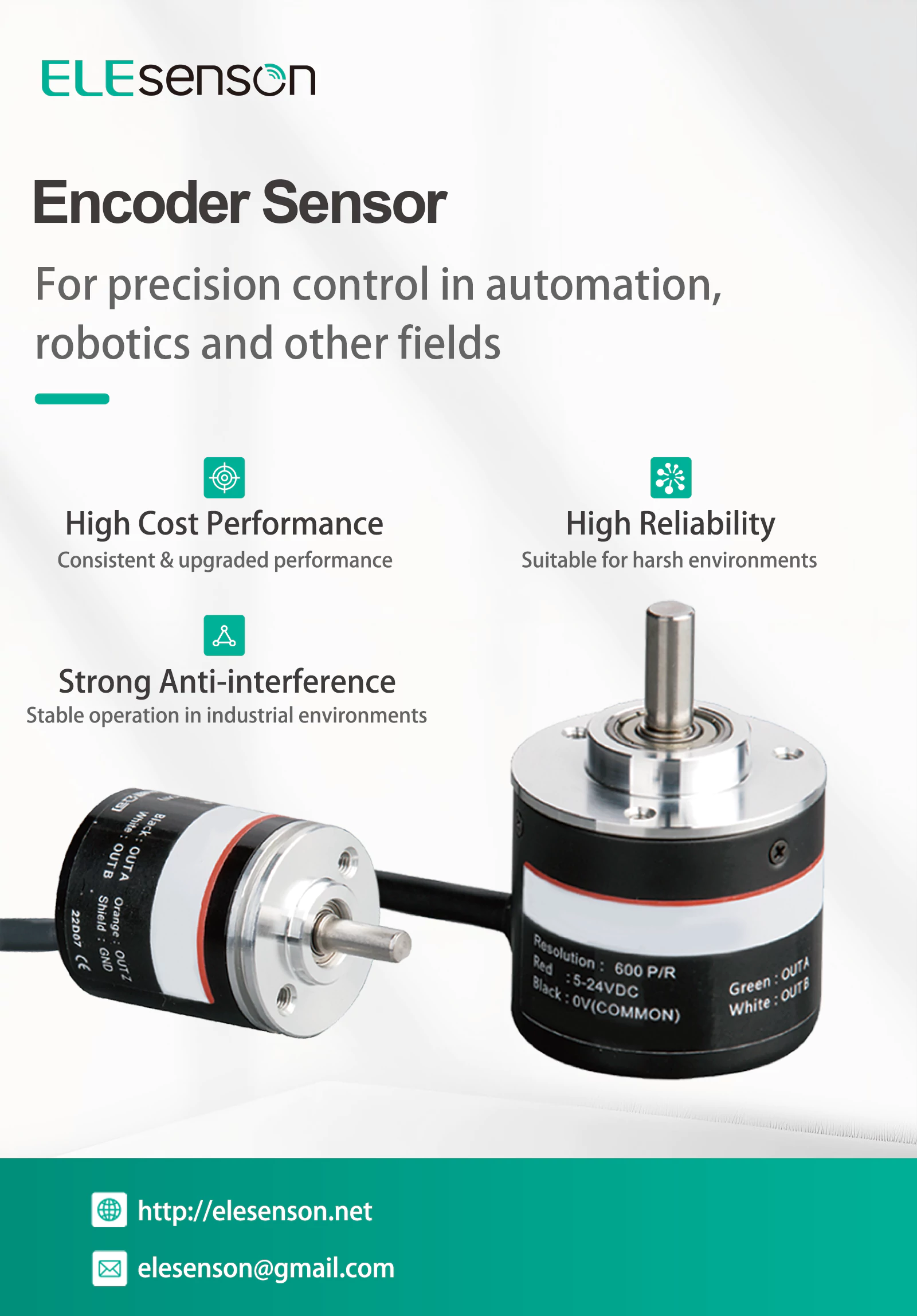 Industrial encoder sensor high reliability anti-interference for robotics