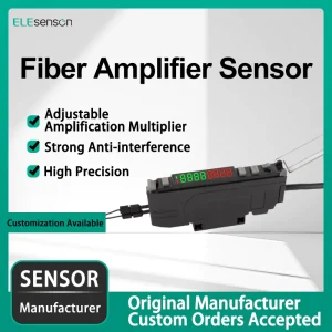Fiber optic amplifier sensor with digital display for industrial automation