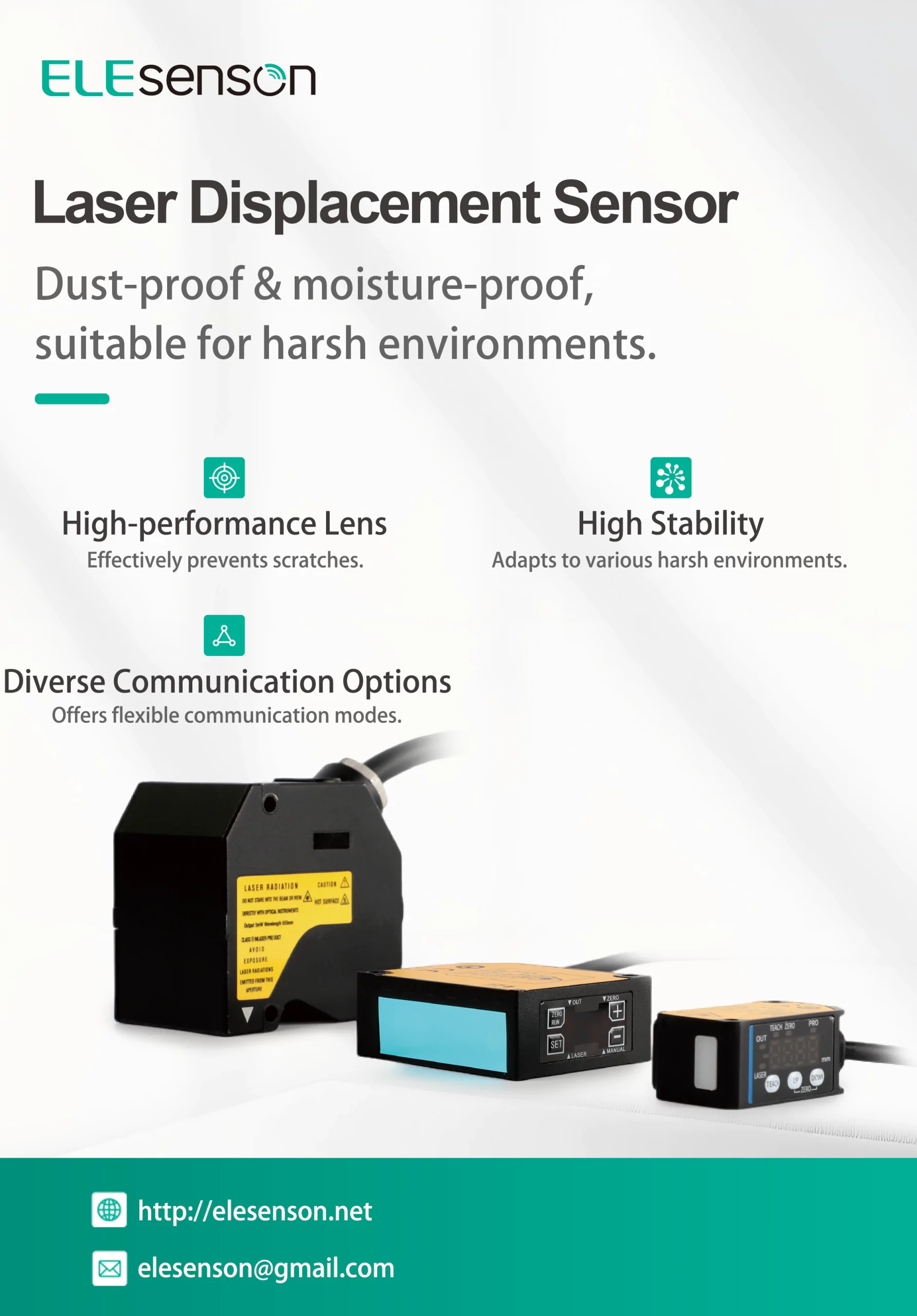 Industrial laser displacement sensor dust-proof moisture-proof for harsh environments