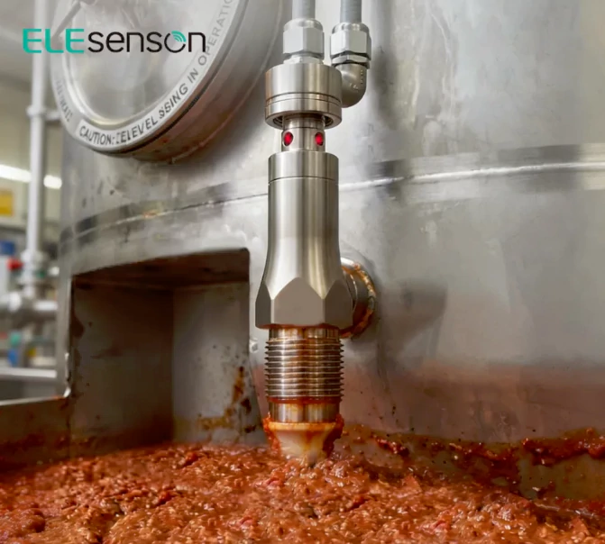 RF admittance level sensor installed on sauce storage tank