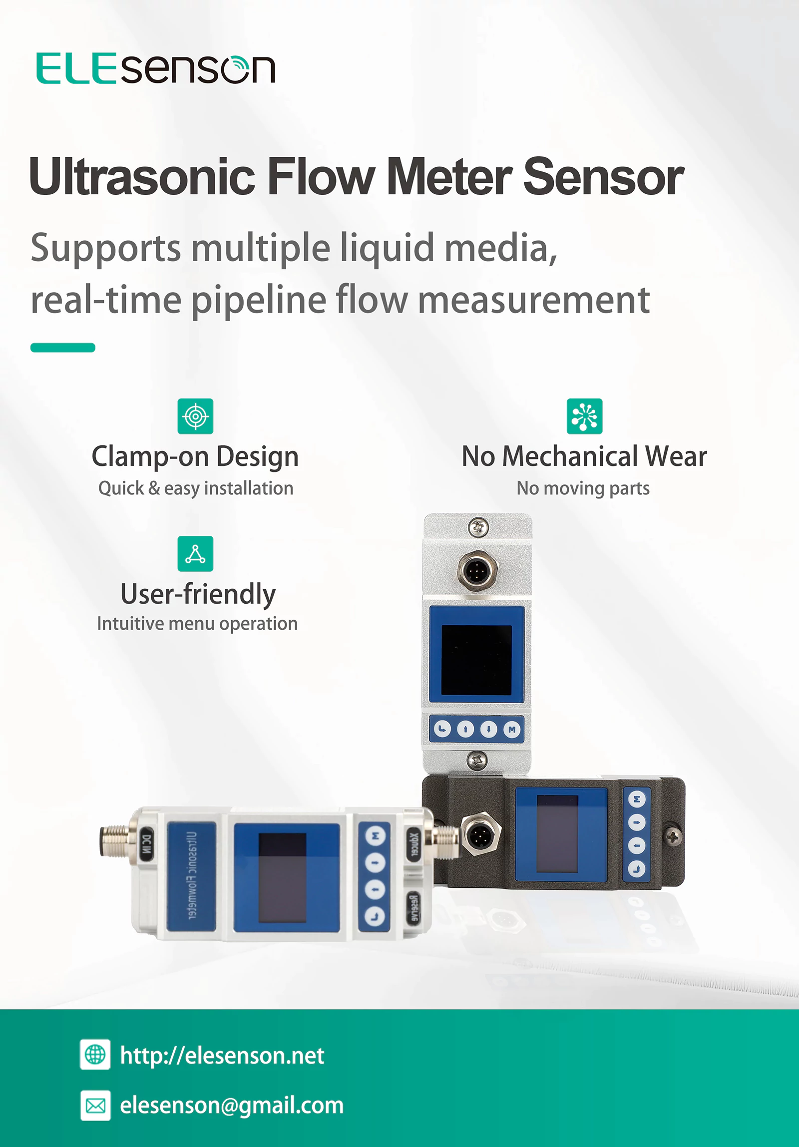 Ultrasonic flow meter high precision real-time liquid flow monitoring