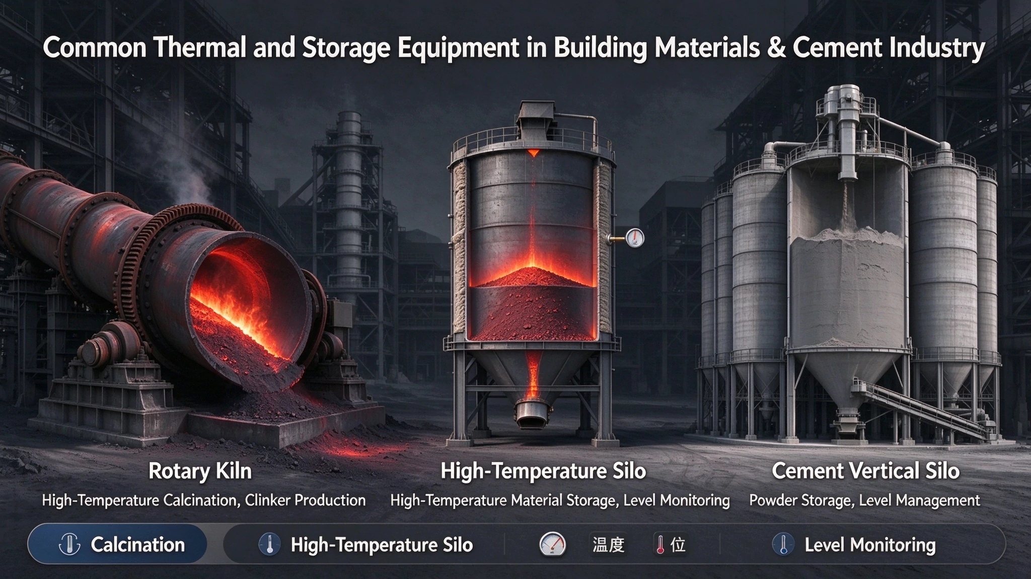 High temperature RF admittance level sensor for briquette furnace material monitoring
